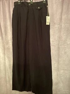 Pef Salve Women’s High Rise Slacks Wide Leg Black For Work Or Casual - Picture 1 of 7