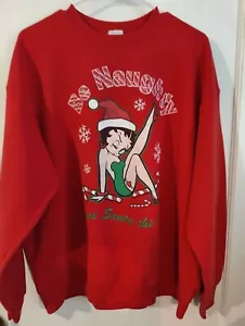 Vintage Betty Boop Sweatshirt Crewneck Christmas Be Naughty Women's Size Large - Picture 1 of 6