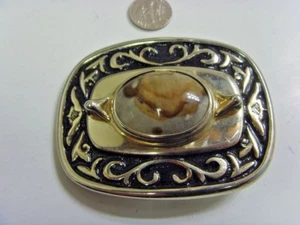 Hebilla de cinturón vintage única piedra preciosa natural jaspe america occidental 47964 - Imagen 1 de 4