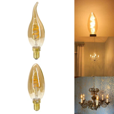 E14 4W 220V Vintage Retro COB Filament LED Candle Light Bulbs Warm White Lamp OQ - Image 1 of 4