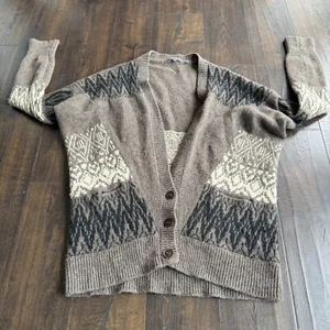 Vince Women's Cashmere Wool Alpaca Cardigan Sweater Brown Knit Nordic Size Med - Picture 1 of 9