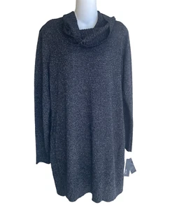 ALYX Rollkragenpullover schwarz silber Glitzer lange Länge neu mit Etikett Damen XL - Bild 1 von 4
