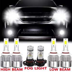9005 9006 LED Headlight Hi/Lo + 5202 Fog Light Bulbs for Dodge Journey 2010-2019 - Foto 1 di 7