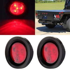 2x Side Marker Fits Trailer 2.5 inch Round 4x LED Clearance turn Light Red New - Picture 1 of 10