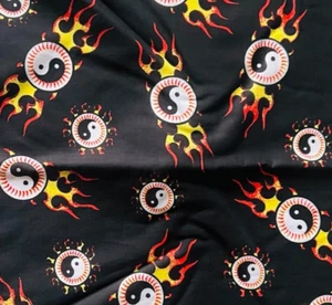 Pañuelos/pañuelos de colección Yin Yang Flame Deadstock (21"X21") 100 % algodón - Imagen 1 de 3