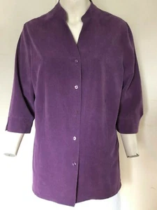 NICE!! Used Dusky Plum Grandad Collar Blouse - From EWM Pure Classics - Size 14 - Picture 1 of 4