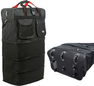 Bolso de lona expandible rodante negro de 36" maleta giratoria equipaje - 8 ruedas - Imagen 1 de 3