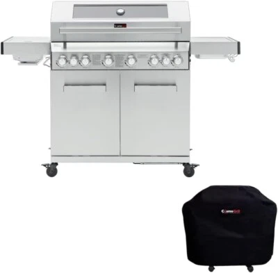 CosmoGrill Platinum YAMARA Gas BBQ 6+2 Stainless Steel Outdoor Barbecue + Cover - Image 1 of 4