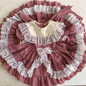 Dolls & Darlings Vintage 80’s Mädchen 4 rosa Spitzen Rüschen Festzug Party Kleid - Bild 1 von 11