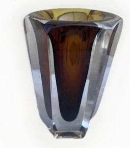 Kosta Boda Lind-Strand Brown Crystal Vase 6 1/2” Vintage Art Glass Vase - Picture 1 of 16