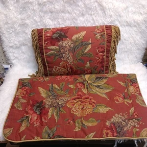 Vintage Croscill Serena Red Floral French Country Pillow & Sham - Picture 1 of 8