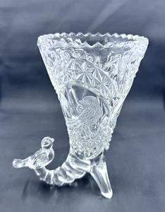 Vintage Hofbauer Byrdes Bleikristall Füllhorn Vase mit geätzten Vögeln - West Germany - Bild 1 von 9