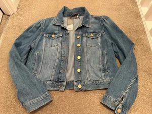 MINT VELVET PUFF SLEEVE DENIM JACKET SZ LARGE RRP £ 99 NEW WITH TAG - Picture 1 of 5