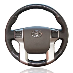 Carbon Fiber&PU Leather Steering Wheel Sewing Wrap Cover Fit For Toyota 4Runner - Picture 1 of 13