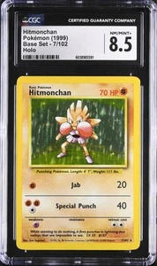 CGC 8.5 NM MINT + Hitmonchan 7/102 Base Set Holo Rare Vintage WOTC 1999 Pokémon - Picture 1 of 2