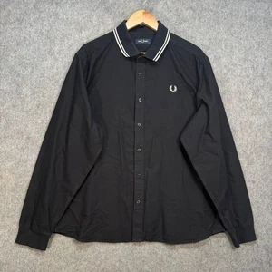 Fred Perry camicia uomo taglia UK XL nera maglia colletto maniche lunghe mod casual - Foto 1 di 14