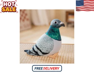 Lebensechter Vogel Plüschtier weiß grün Taube Elster Stofftier für Deko - Bild 1 von 5