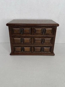 Mele Japan Vintage Wooden Musical Jewelry Box 3 Drawer Aprox 8" X 6" X 5" READ - Picture 1 of 11