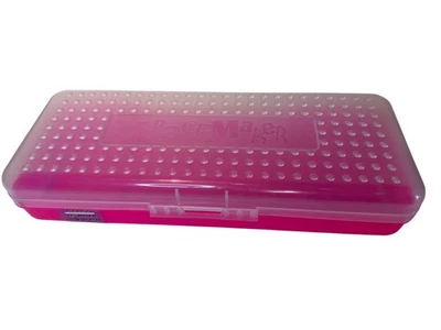 Caja de Lápices Espaciadores Larga Rosa Transparente Vintage Estuche de Plástico 13" Foto 1 de 4