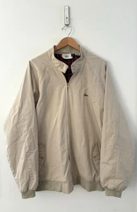 Big Mens Izod Lacoste Tan Plaid Lined Zip Front Bomber Jacket Coat Size XXLT - Picture 1 of 8