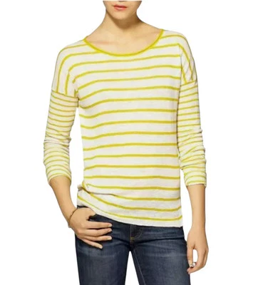 Vince Women Size M Linen Stripes Preppy Lightweight Y2K Long Sleeve Top - Image 1 of 4