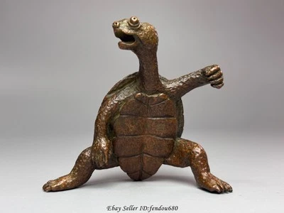 3.1'' China Pure Red Copper Bronze Carved Sea Turtle Statue Figurines R052 - Image 1 of 4