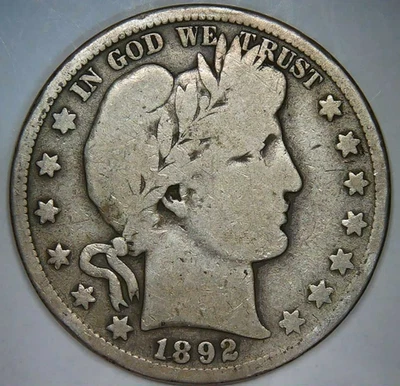1892 S__Barber Half Dollar__LOW SURVIVAL__Silver, 90% - Image 1 of 2
