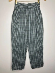 Urban Outfitters High-Waist grau grün kariert Bundfaltenhose Hose Damen XS - Bild 1 von 10