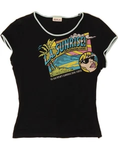 REPLAY Womens Graphic T-Shirt Top UK 14 Medium Black Cotton EA74 - Picture 1 of 3