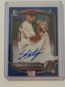 2025 Bowman Chrome Autograph Spencer Giesting 1st Blue Reptilian 65/150 DBacks - Picture 1 of 2