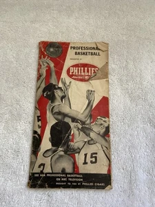Vintage 1958 Werbung Phillies Zigarren NBA Professional Basketball Programm - Bild 1 von 6