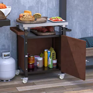 Outdoor Grill Cart with Stainless Steel Tabletop, Storage, Patio Kitchen Island - Picture 1 of 9