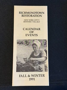 Richmondtown Restoration Calendar of Events Fall Winter 1991 Staten Island Vtg - Picture 1 of 2