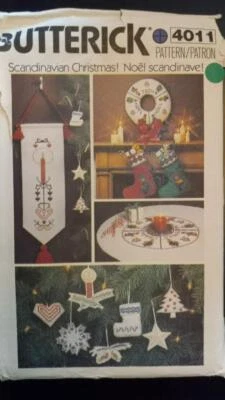 Butterick 4011 Vintage Scandinavian Christmas Decorations Pattern with transfers - Image 1 of 2
