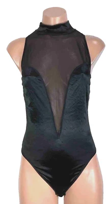 De colección L Malla NYLON PELUCHE Mameluco Camisón Sexy Cuello Simulado Transparente Espalda Abierta OLGA 11147 Foto 1 de 4