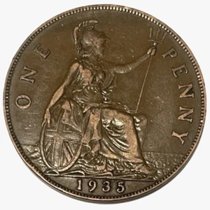 1935 Great Britain One Penny George V World Coin KM# 838 Lot B7-55 - Picture 1 of 5