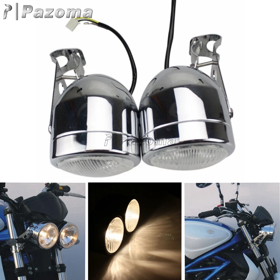 Faro redondo doble con kit de soporte para Honda CB200/350/360/450/500/650 Kawasaki Foto 1 de 4