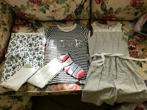 Set of Carter's size 5-6 Girls Clothes - Top, 2 Leggings, Dress, Socks - NWT - Picture 1 of 12