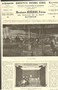 QUIMPER (29) PANTOUFLES PARAPLUIES JEZEQUEL / ARTICLE DE PRESSE 1929 - Foto 1 di 1