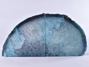 Large Green Polished Cut Base AGATE Geode BOOKEND Pair - Brazil - 210mm - Picture 1 of 3