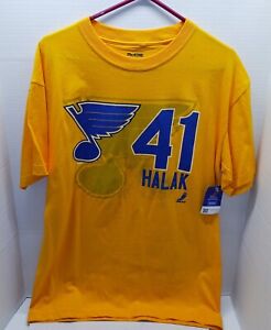 ProEdge St. Louis Blues #41 HALAK NHL Yellow T-Shirt ~ Adult Large *NEW & RARE*