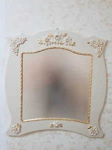 SPECCHIO DA PARETE CORNICE IN LEGNO AVORIO E FOGLIA ORO - Imagen 1 de 5