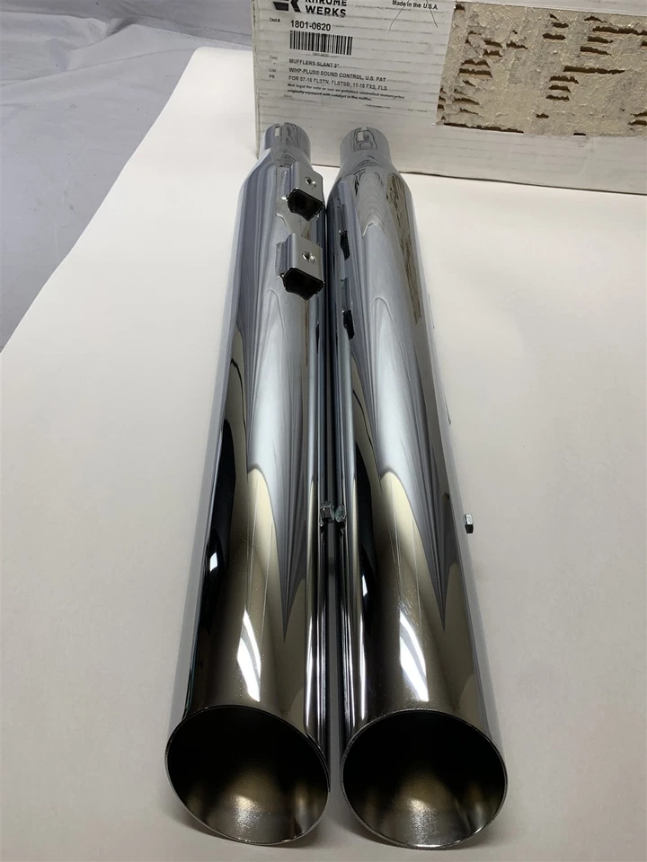  Harley-Davidson 07-17 Softail Slim Khrome Werks 3" Slash Cut Slip-On Mufflers  - Image 1 of 4