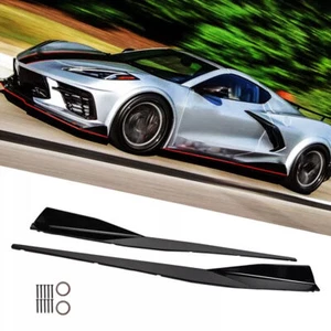 2x 5VM Style Glossy Black Side Skirts Extension Lip For Corvette C8 2020-2023 US - Foto 1 di 10