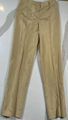 Prada Light Gold Silk Dress Pants Size 42 Made in Italy previously loved - Image 1 of 4