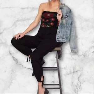 Free People Jumpsuit Size S (oversized) Black Floral - Picture 1 of 8