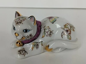 Franklin Mint 1986 Curio Cabinet Satsuma Katze Figur Schmetterling Floral - Bild 1 von 7