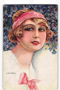 jwm04b: HERMOSA MUJER, VINTAGE POSTAL ART DECO (serie Luis USABAL 733/3) - Imagen 1 de 2
