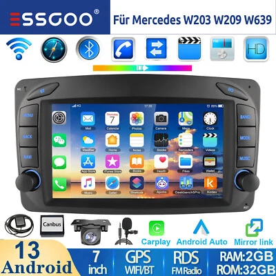 Android 13 Carplay Autoradio GPS Für Mercedes Benz C/CLK/G Klasse W203 W209 W639 - Bild 1 von 4
