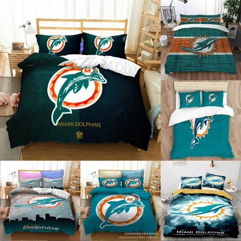 Miami Dolphins 3PCS Bedding Set Ultra Soft Duvet Cover Quilt Cover Pillowcases Cover